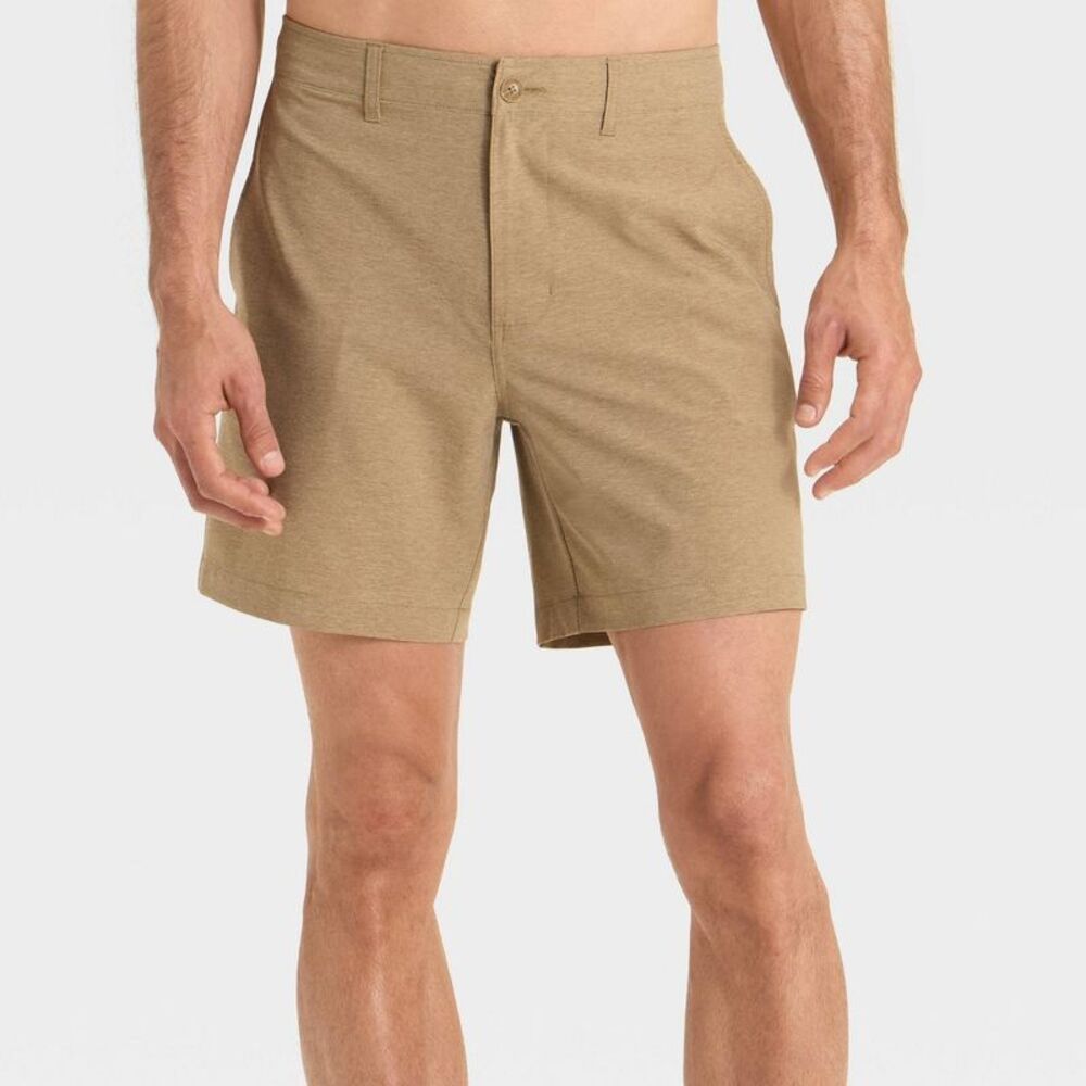 Open Box - Goodfellow & Co - Men's 7'' Hybrid Swim Shorts - Goodfell Beige
